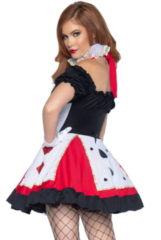 Pretty Playing Card Costume for Women – 2 PC Peasant Top Dress with Corset Waist & Neck Piece