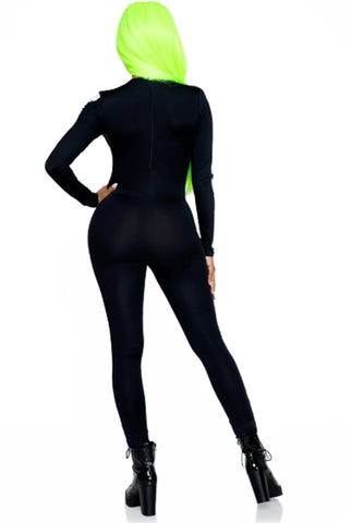 Glow-in-the-Dark Skeleton Catsuit for Women – Full Body Spandex Bodysuit with Long Sleeves & Pants