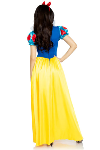 Classic Snow White Costume, Iconic Long Dress with Lace Up Accent