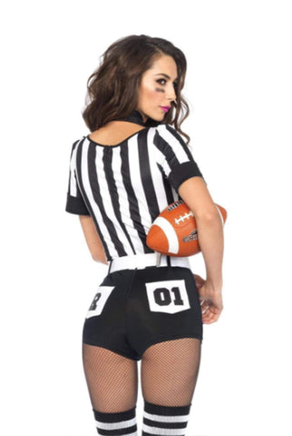 No Rules Referee Sports Costume, Striped Romper with Cheeky Shorts