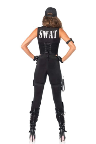 Deluxe 7-Piece SWAT Commander Costume for Women with Jumpsuit, Vest