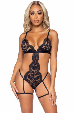 Eyelash Lace Garter Teddy Set