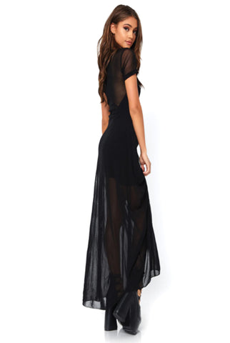 Spooky Cute Sheer Halloween Dress for Women – Black Curve-Hugging Mesh Dress for DIY Costumes or Everyday Wear