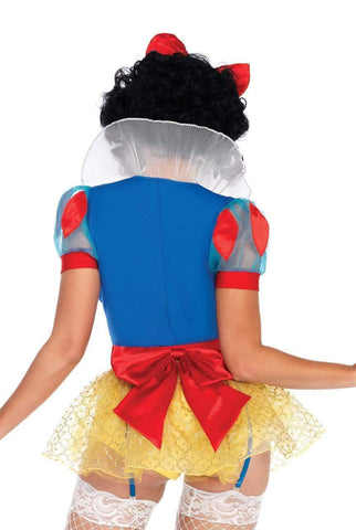 Miss Snow Women's Costume – 3 PC Snow White-Inspired Romper, Garter Skirt & Headband