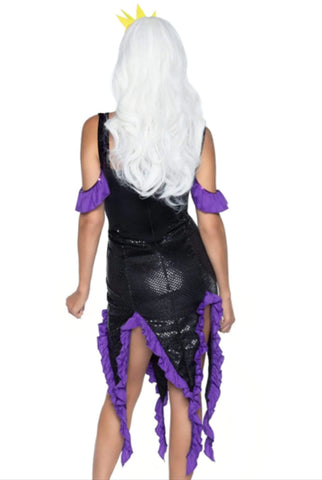 Sultry Sea Witch Costume Set, velvet dress with Crown headband
