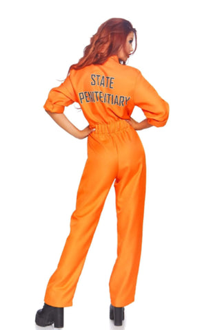 Orange Prison Jumpsuit for Women, Jailbird Costume Set