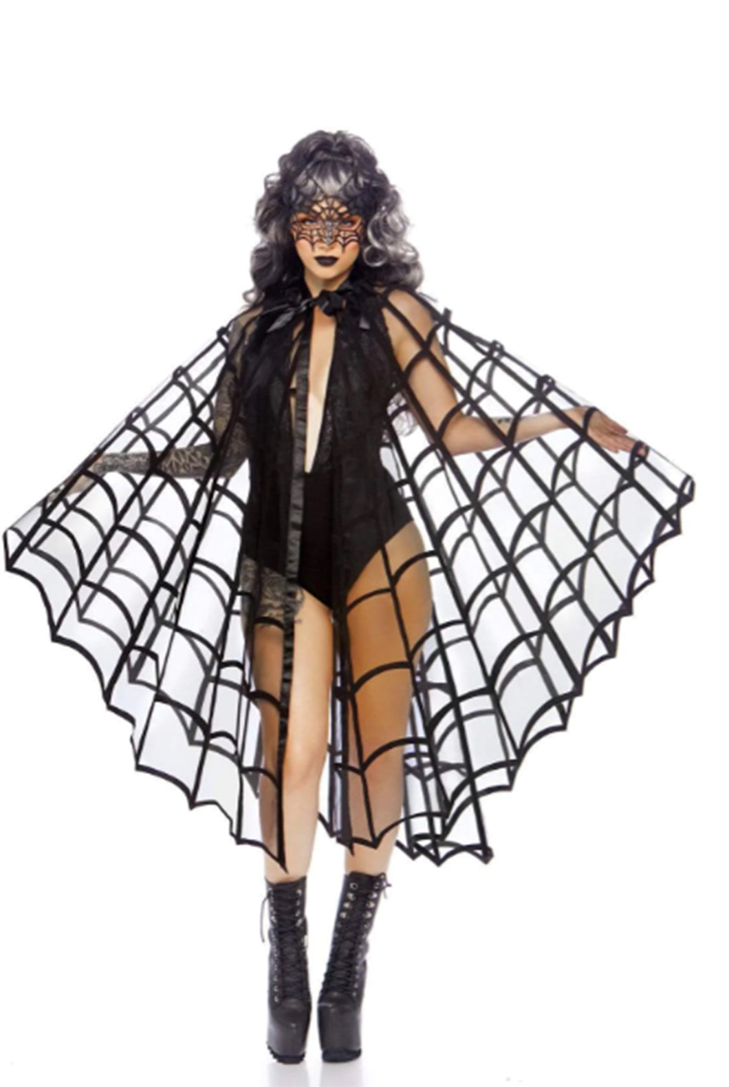Velvet Spider Web Cape Costume Poncho
