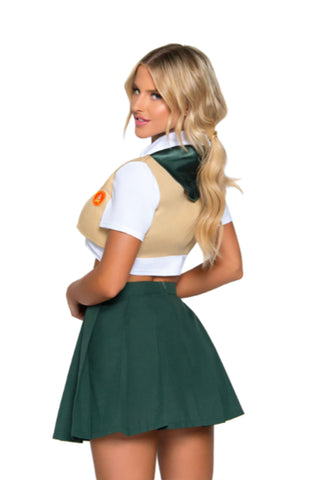 Sexy Scout Uniform Costume, Collared crop top with attached vest