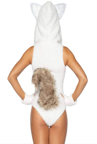 Wild Thang Costume, Two Piece Plush Hooded Snap Crotch Bodysuit