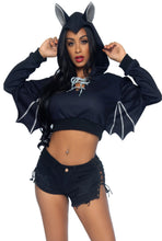 Load image into Gallery viewer, Bat Cropped Hoodie With Wings
