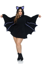 Load image into Gallery viewer, Moonlight Bat Dress – Cute and Cozy Bat Costume with Wing Sleeves and Ear Hood
