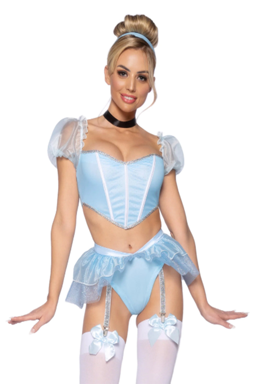 Glass Slipper Cinderella Princess Costume, Sweetheart Crop Top with Skirt