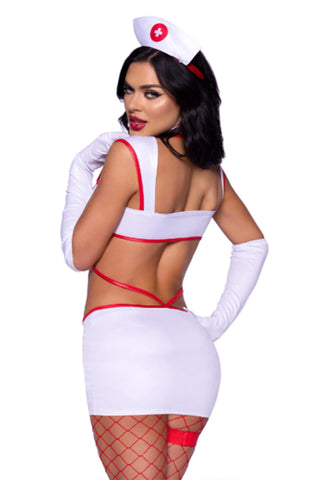 Heartstopping Nurse Costume, Strappy Cut-out Dress with Snap detail