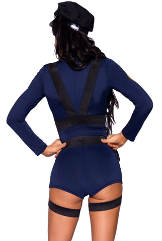 Handcuff Hottie Cop Costume, Curve-hugging Zipper-Front Romper