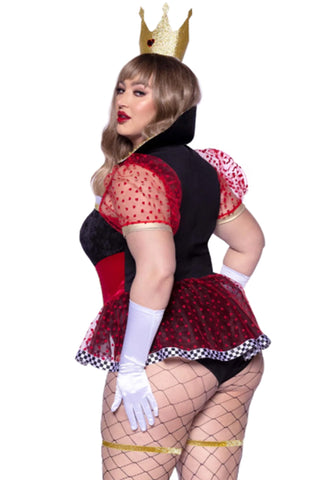 Plus Ravishing Red Queen Costume, Adult Alice in Wonderland costume with Crown headband