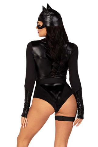 Three-Piece Catwoman Costume Set - Sexy Halloween Feline Fantasy