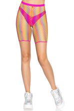Load image into Gallery viewer, Ombre rainbow woven net biker shorts
