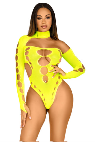 Lead The Way Asymmetrical Bodysuit, Seamless Cut-out Thong Teddy