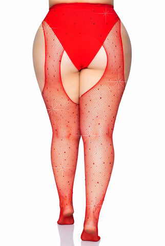 Plus Rhinestone Fishnet Pantyhose