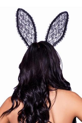 Bendable Lace Bunny Ears with Ruffle Trim for Costumes and Accessories