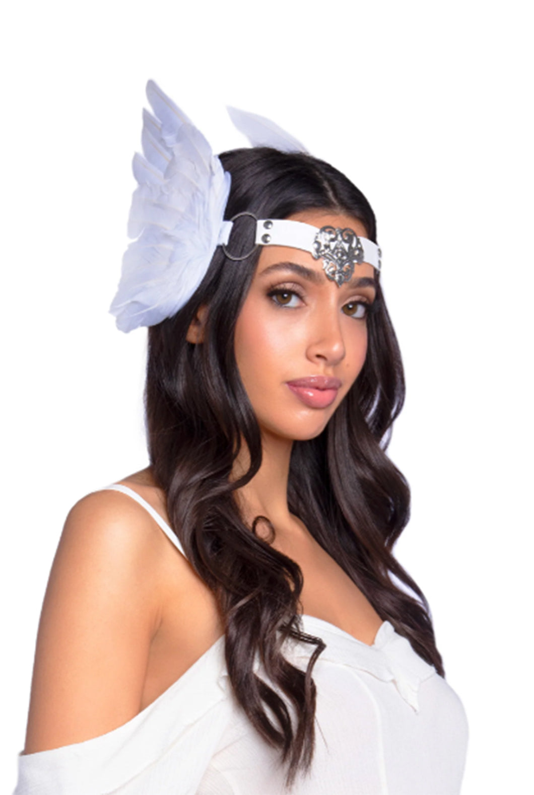 Filigree Medallion Feather Headband, Costume Accessories