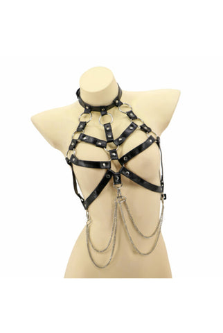 Leatherette Body Harness With Chains