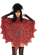 Load image into Gallery viewer, Glitter Spider Web Costume Poncho
