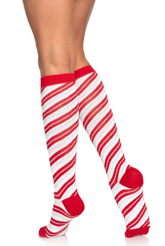 Candy Cane Knee Socks